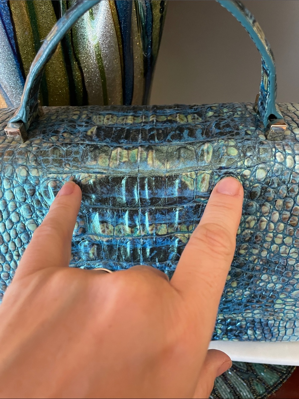 Brahmin Turquoise Sandestin- Danielle genuine leather - Picture 7 of 12